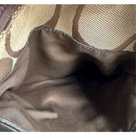 COACH Turbury Brown Monogram‎ SuttonSignature Stripe Crossbody Bag Purse - Picture 7 of 8